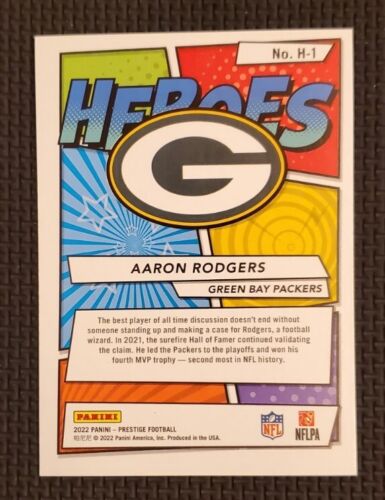 Aaron Rodgers 2024 2021 Panini Prestige Heroes Card 283/299 Numbered Card # HE-8