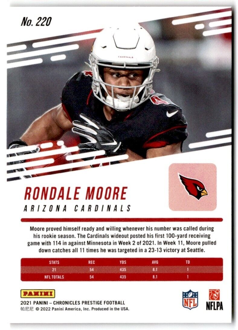 Rondale Moore 2021 Panini Chronicles Prestige Mint Rookie Card #220