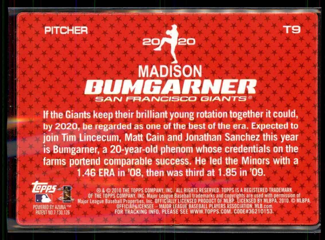 Madison Bumgarner 2010 Topps Diamond Stars Rookie Card