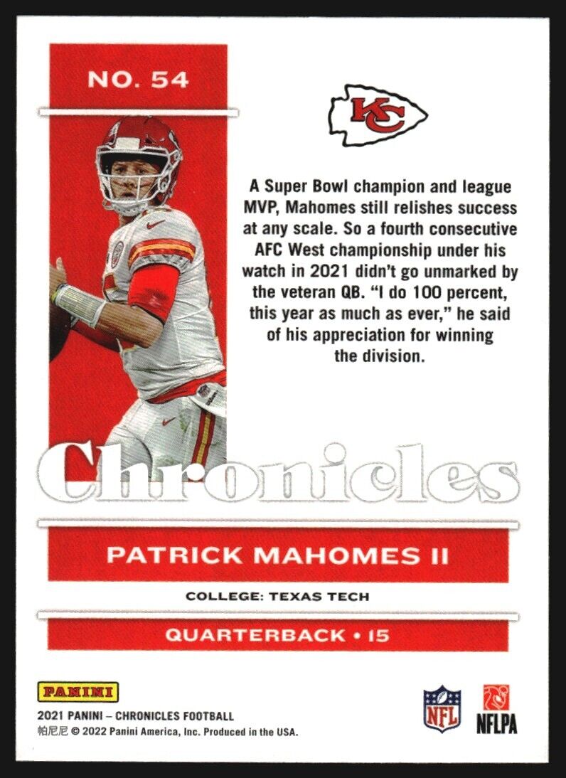 Patrick Mahomes II 2021 Panini Chronicles PINK Series Mint Card #54