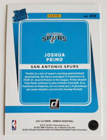 Joshua Primo 2021 2022 Panini Donruss Rated Rookie Green and Yellow Laser Series Mint Card #212