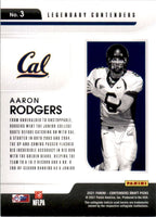 Aaron Rodgers 2021 Panini Contenders Draft Picks Legendary Contenders Series Mint Card #3