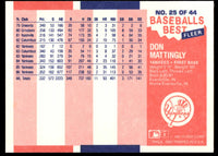 Don Mattingly 1987 Fleer Baseball's Best Sluggers vs Pitchers Series Mint Card #25
