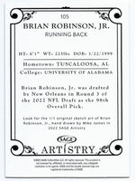 Brian Robinson Jr 2022 SAGE Artistry Portrait Series Mint Rookie Card #105