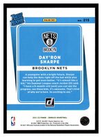 Day'ron Sharpe 2021 2022 Panini Donruss Rated Rookie Green and Yellow Laser Series Mint Card #215