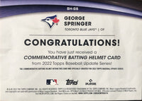 George Springer 2022 Topps Update Commemorative Batting Helmet Card #BH-GS