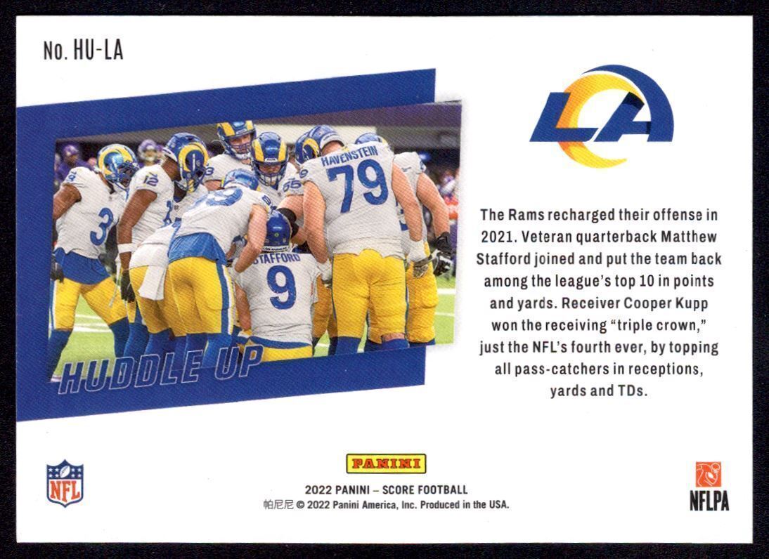 Los Angeles Rams 2022 Panini Score Football # HU-LA Huddle Up Los