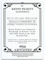 Kenny Pickett 2022 SAGE Artistry Portrait Series Silver Border Version Mint Rookie Card #98