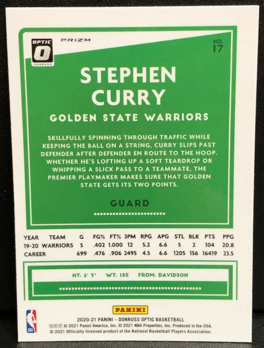 Stephen Curry 2020 2021 Panini Donruss Optic Purple Shock Prizm