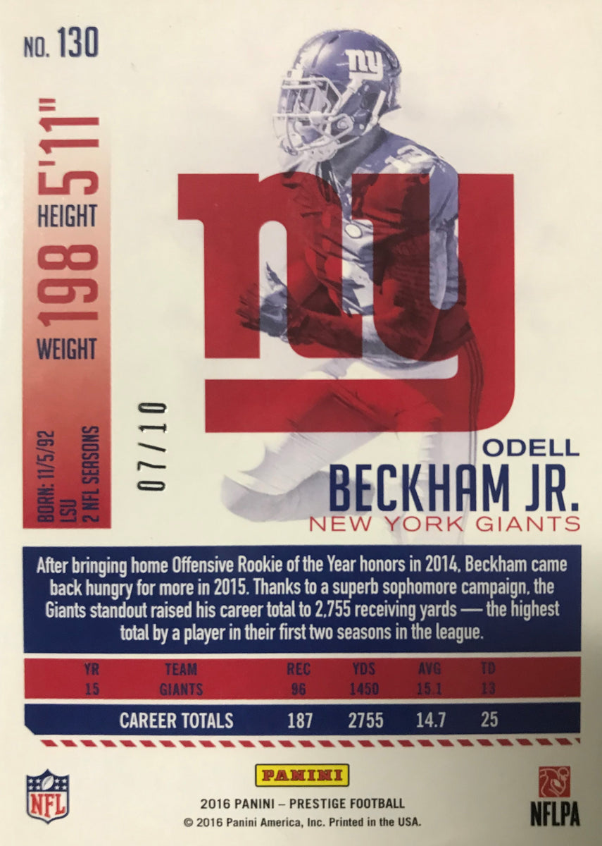 Odell Beckham Jr. 2016 Panini Prestige Xtra Points BLACK version Serie