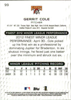 2013 Topps Finest Baseball Series Mint 100 Card Set with Gerrit Cole, Nolan Arenado and Manny Machado Rookies Plus