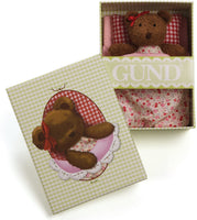 GUND Isadora Plush Sleepy Bear in Bed Set with Red Pillow and Box