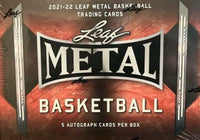 2021 2022 Leaf Metal Basketball Hobby Box with 5 Autographs Possible Stephen Curry and Giannis Antetokounmpo