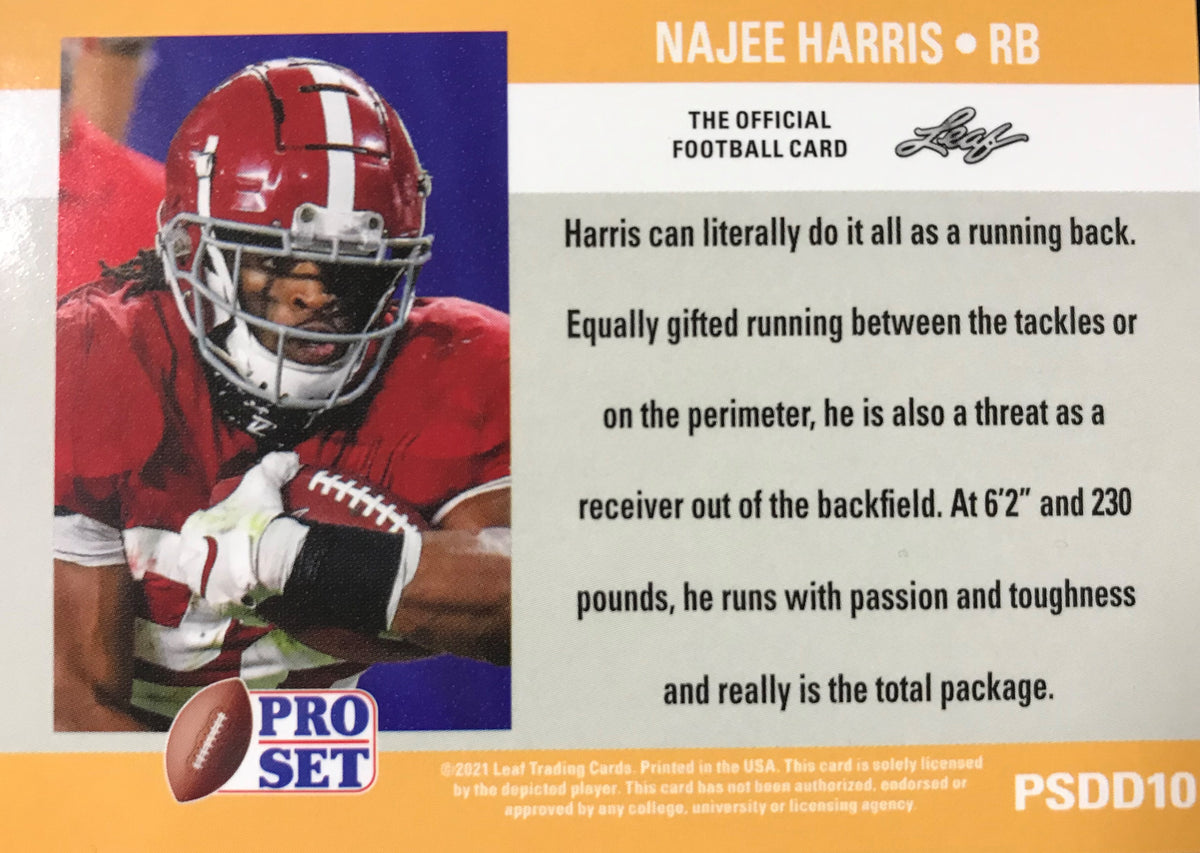 Najee Harris 2021 Leaf PRO SET DRAFT DAY ROOKIE PSDD10 Pittsburgh