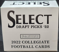2022 Panini SELECT Collegiate Draft Picks Football Series Cello Fat 12 Pack Box (180 Cards) including EXCLUSIVE Light Blue Lazer Prizms