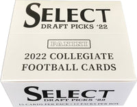 2022 Panini SELECT Collegiate Draft Picks Football Series Cello Fat 12 Pack Box (180 Cards) including EXCLUSIVE Light Blue Lazer Prizms