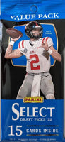 2022 Panini SELECT Collegiate Draft Picks Football Series Cello Fat 12 Pack Box (180 Cards) including EXCLUSIVE Light Blue Lazer Prizms