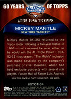 2011 Topps 60 Years of Topps Series #2 59 Card Insert Set Featuring Mantle, Robinson, Jeter and Other Stars and Hall of Famers