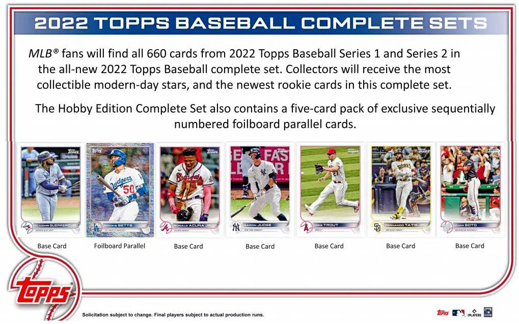 2022 Topps Baseball Update Complete Base Set