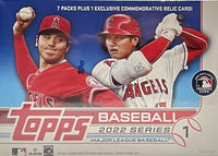2022 Topps Baseball Series 1 Factory Sealed Blaster Box with an EXCLUSIVE Player Jersey Number Medallion Commemorative Relic