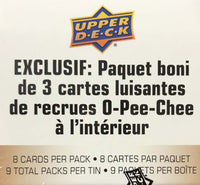 2022 2023 Upper Deck Hockey Series One Factory Sealed Unopened TIN with an Exclusive Bonus 3 Card O Pee Chee Rookie Pack
