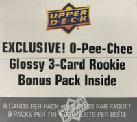 2021 2022 Upper Deck Hockey Series One Factory Sealed Unopened TIN with an Exclusive Bonus 3 Card O Pee Chee Rookie Pack
