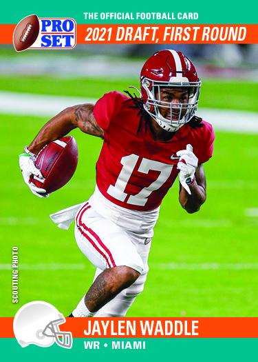 rare football cards 2021 Jaylen Waddle 2021 Pro Set DRAFT DAY Short Printed Mint Rookie Card #P