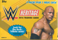 2016 Topps Heritage WWE WrestleMania Series Box with One GUARANTEED Relic Card and Look for the Rock Tribute Cards