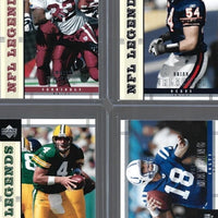 2004 Upper Deck LEGENDS Football Series Complete Mint Basic 90 Card Veteran Players Set Loaded with Stars and Hall of Famers including Tom Brady, Brett Favre and Peyton Manning Plus