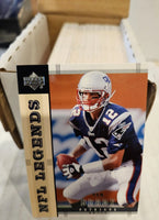 2004 Upper Deck LEGENDS Football Series Complete Mint Basic 90 Card Veteran Players Set Loaded with Stars and Hall of Famers including Tom Brady, Brett Favre and Peyton Manning Plus
