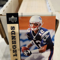 2004 Upper Deck LEGENDS Football Series Complete Mint Basic 90 Card Veteran Players Set Loaded with Stars and Hall of Famers including Tom Brady, Brett Favre and Peyton Manning Plus