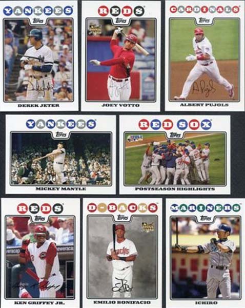2008 Topps Series #1 & #2 Complete Mint Set with Mickey Mantle, Albert Pujols, Derek Jeter plus