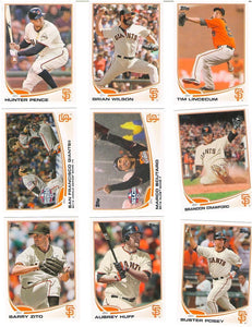 San Francisco Giants 2013 Topps Complete 31 card team set with Buster Posey, Tim Lincecum+