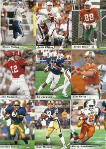 2013 Upper Deck Football Series Complete Mint 150 Card Set with Rookies, Stars and Hall of Famers in College Uniforms and Featuring Travis Kelce Rookie Card