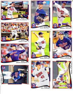 Minnesota Twins 2014 Topps Complete Series One and Two Regular Issue 18 card Team Set with Joe Mauer, Josh Willingham+
