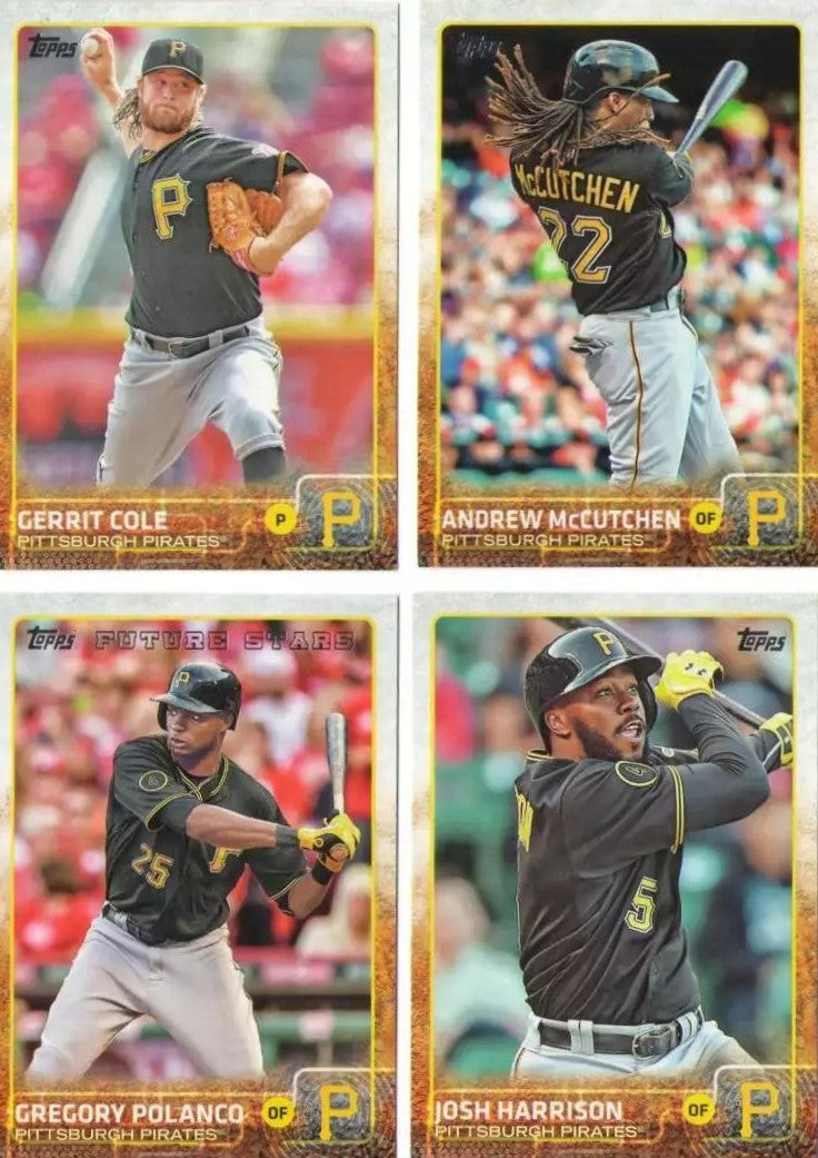 Pittsburgh Pirates 2015 Topps Complete Series One and Two Regular Issue 23 card team set with Andrew McCutchen, Gerrit Cole plus