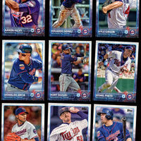 Minnesota Twins 2015 Topps Complete Series One and Two Regular Issue 24 card Team Set with Joe Mauer, Torii Hunter+