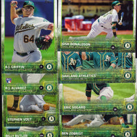 Oakland Athletics 2015 Topps Complete Series One and Two Regular Issue 23 card team set with Coco Crisp, Josh Reddick, Sonny Gray plus