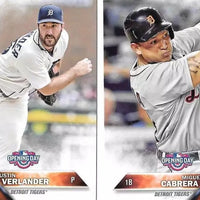 Detroit Tigers 2016 Topps OPENING DAY Series 10 Card Team Set with Justin Verlander, Miguel Cabrera and JD Martinez Future Stars Plus