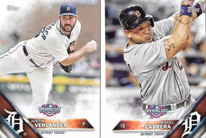 Detroit Tigers 2016 Topps OPENING DAY Series 10 Card Team Set with Justin Verlander, Miguel Cabrera and JD Martinez Future Stars Plus