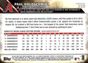 Arizona Diamondbacks 2016 Topps Baseball Regular Issue Complete Mint 27 Card Team Set with Paul Goldschmidt and Jean Segura Plus