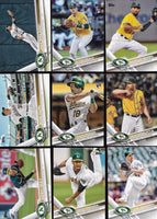 Oakland Athletics 2017 Topps Complete Series One and Two Regular Issue 27 card team set with Atlanta Braves Star Matt Olson Rookie Card #476 Plus
