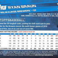 Milwaukee Brewers 2017 Topps Complete 23 card Team Set with Ryan Braun Plus