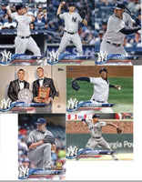 New York Yankees 2018 Topps Complete Mint Hand Collated 32 Card Team Set with 4 Different Aaron Judge 2nd Year Cards including his Future Stars All Star Rookie Cup Card
