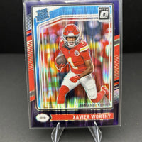 Xavier Worthy 2024 Panini Donruss Optic Rated Rookie Purple Series Mint Card #300