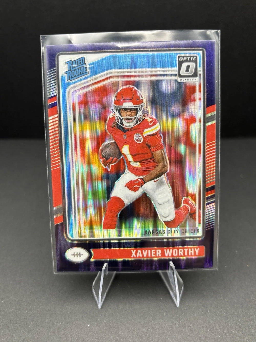 Xavier Worthy 2024 Panini Donruss Optic Rated Rookie Purple Series Mint Card #300