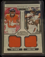 Troy Franklin and Audric Estime 2024 Panini Contenders Rookie Ticket Dual Patch Card #DS-9
