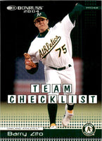 Barry Zito 2004 Donruss Team Checklist Series Card #380

