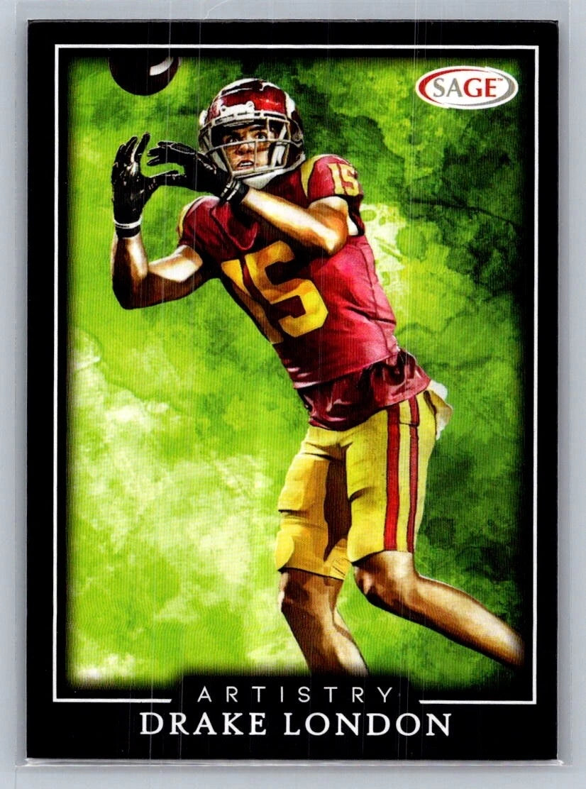 Drake London 2022 Sage Artistry Black Series Mint Rookie Card #46