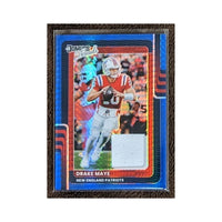 Drake Maye 2025 Panini Donruss Threads Blue Hyper Prizm Series Mint Insert Card #DTBH-DME Featuring an Authentic White Jersey Swatch
